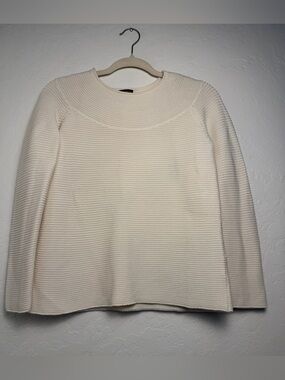 Talbots Womens Medium Petites Pullover Sweater Ivory/Cream Knit Long-Sleeve